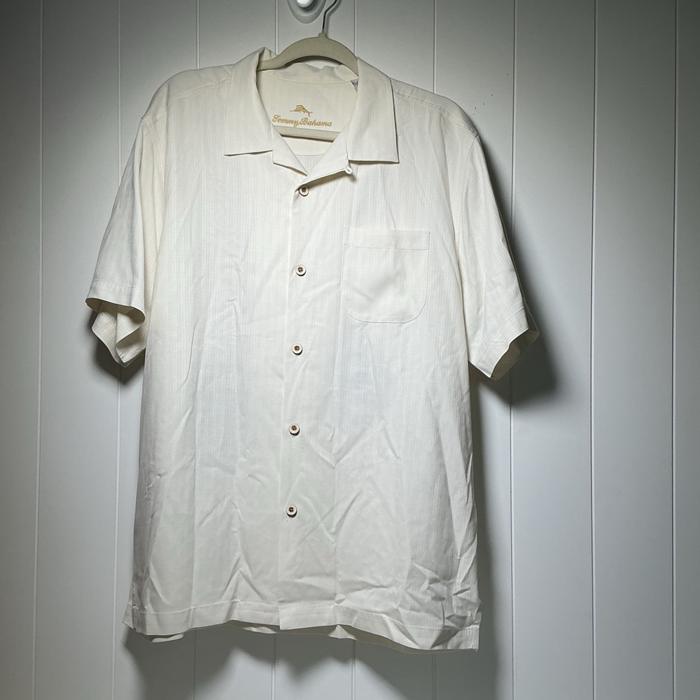 Tommy Bahama Hawaiian Silk We Fish You A Marlin Xmas Embroidered Shirt Men’s LG - Picture 2 of 8